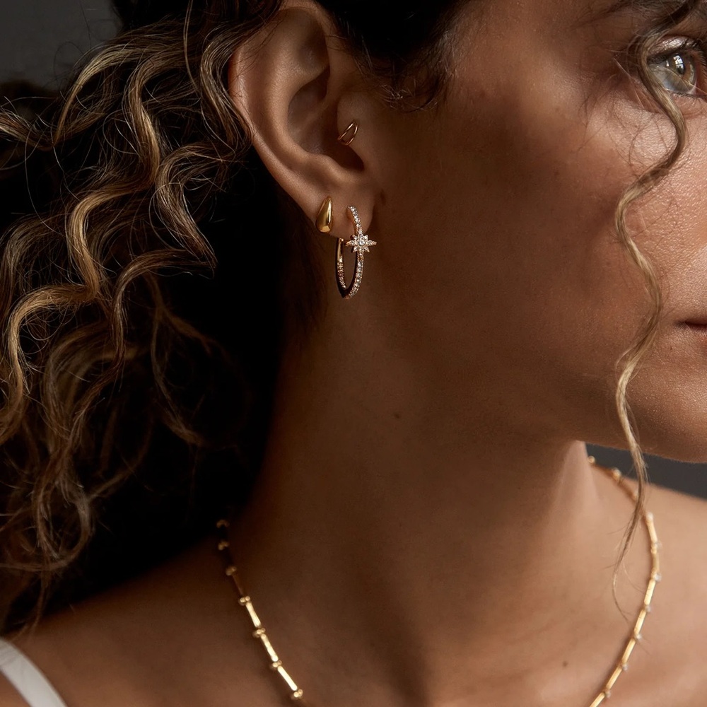 BaubleBar Gold and Silver Hoop Earrings